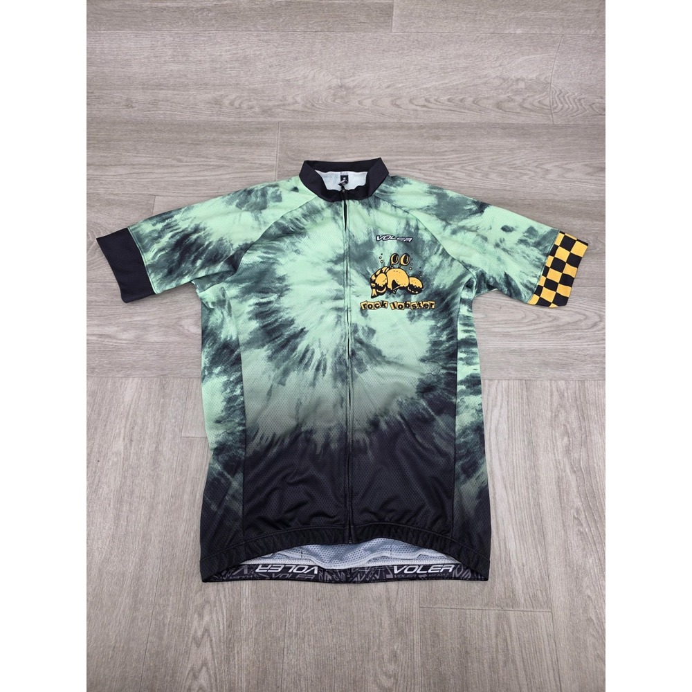 Voler Rock Lobster Cycling Jersey Men's M Green Multicolor Tie Dye Stretch Race